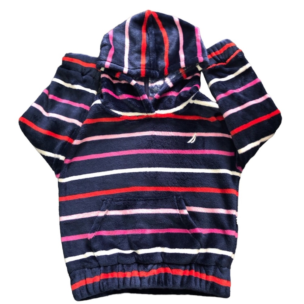 Girls Size 3T | Nautica | Pullover Sweater with Hoody in Navy Blue with Stripes
